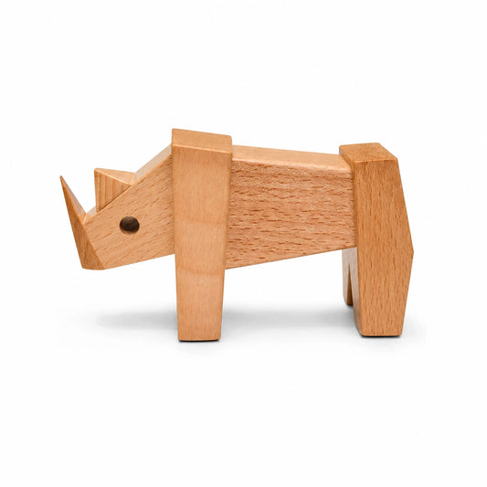 Wooden Rhino Figurine
