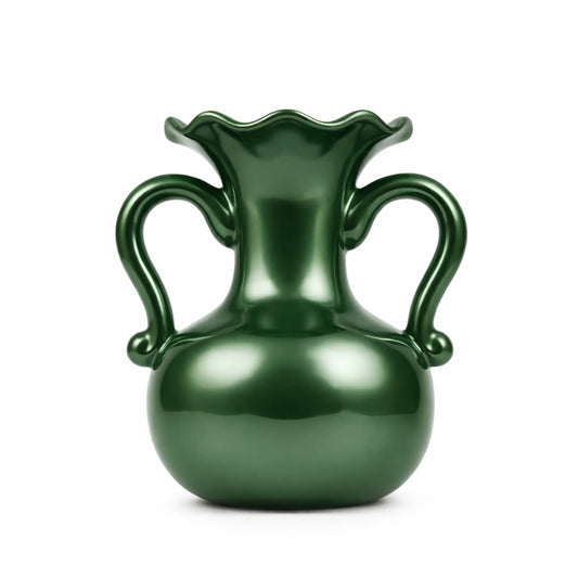 A Gleam in Green - Ceramic Baroque Vase
