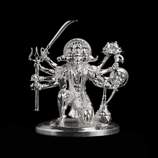 Sitting Panchmukhi Hanuman Silver Plated Artarium