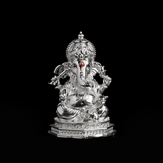 Divine Ganesha Silver Plated Idol Artarium