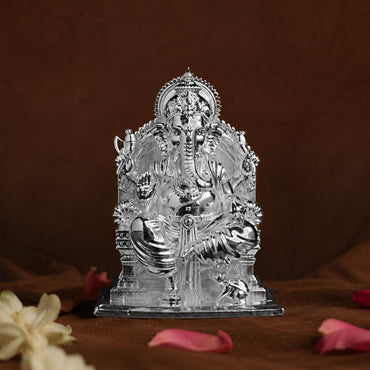 Lalitasana Ganesha Silver Plated Idol Artarium
