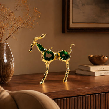 Luxury Gold Antelope with Green Fluorite