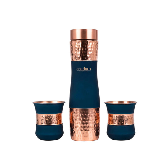 Hammered Copper Bottle with Cups