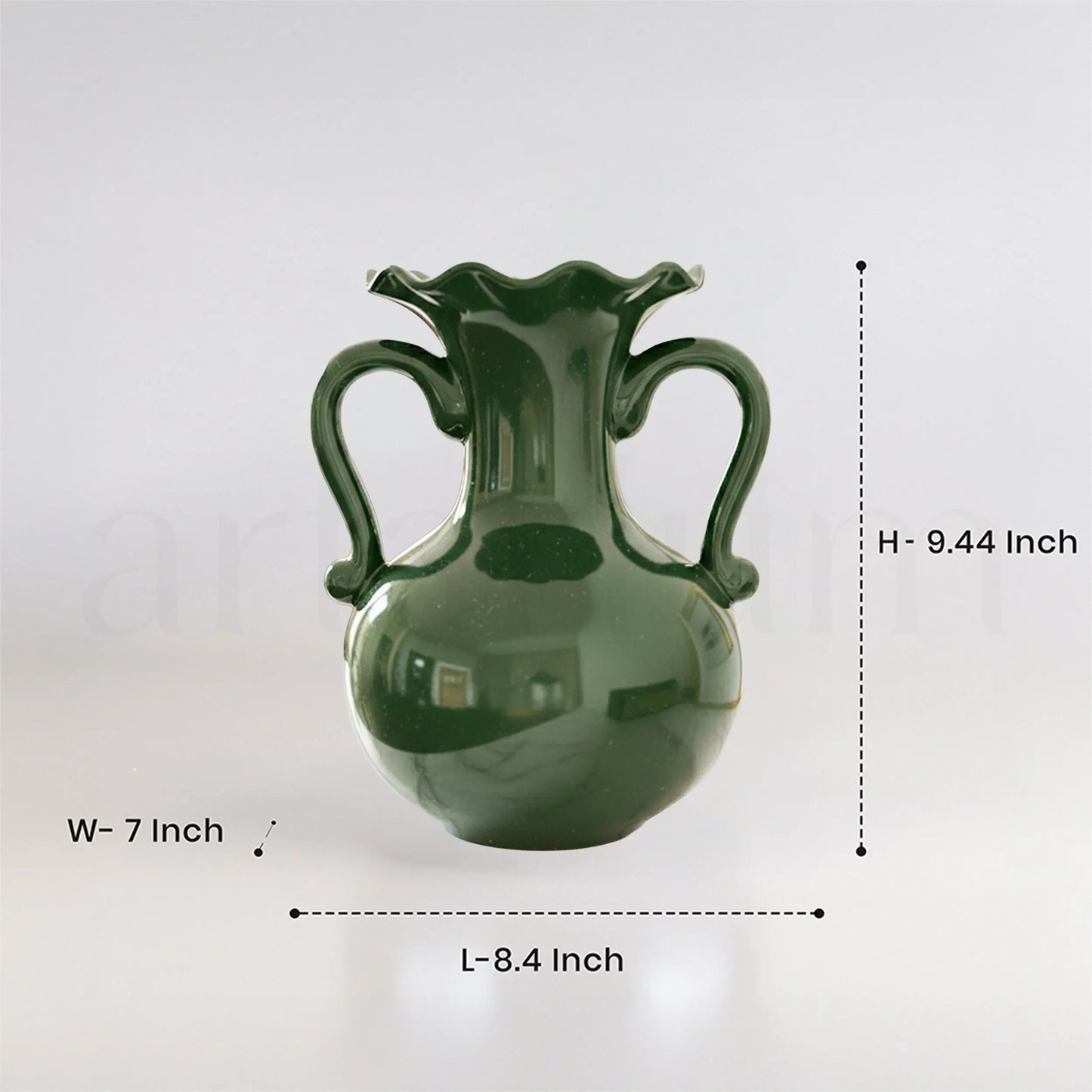 A Gleam in Green - Ceramic Baroque Vase