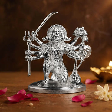 Sitting Panchmukhi Hanuman Silver Platedย