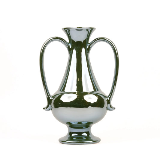 A Gleam in Green - Ceramic Amphora Vase