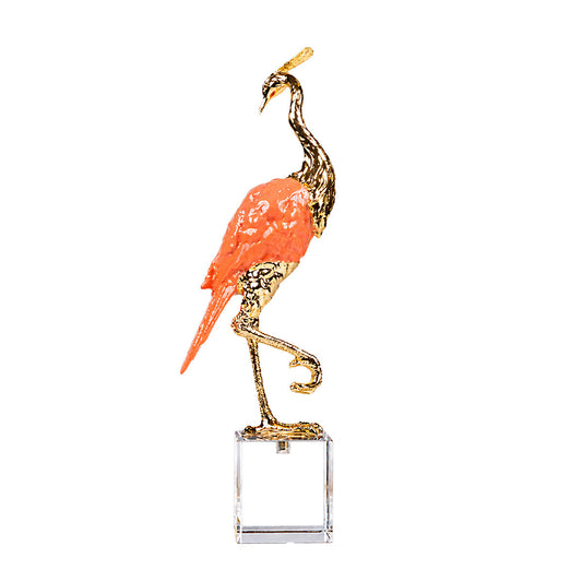 Crystal Blush Heron Sculpture