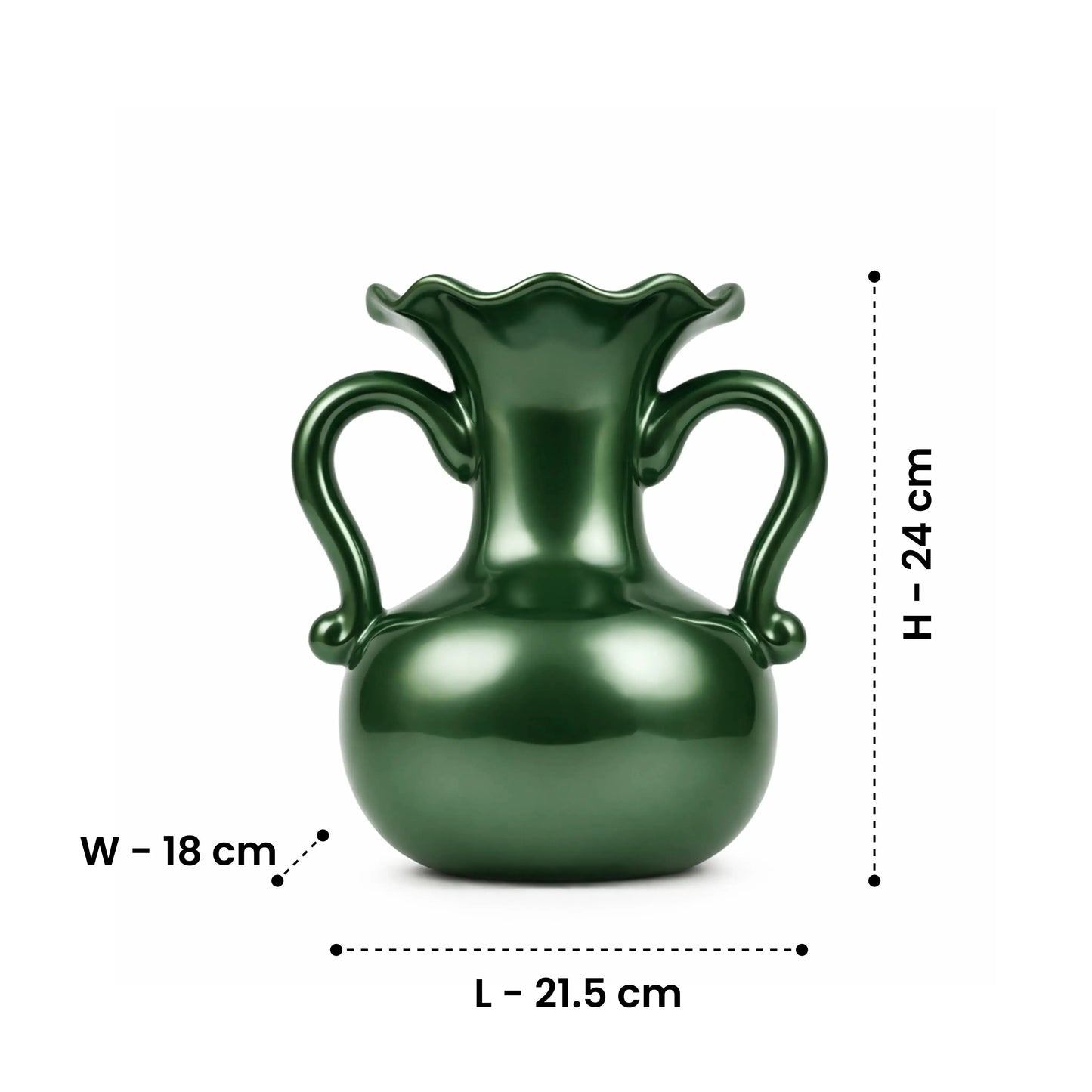 A Gleam in Green - Ceramic Baroque Vase