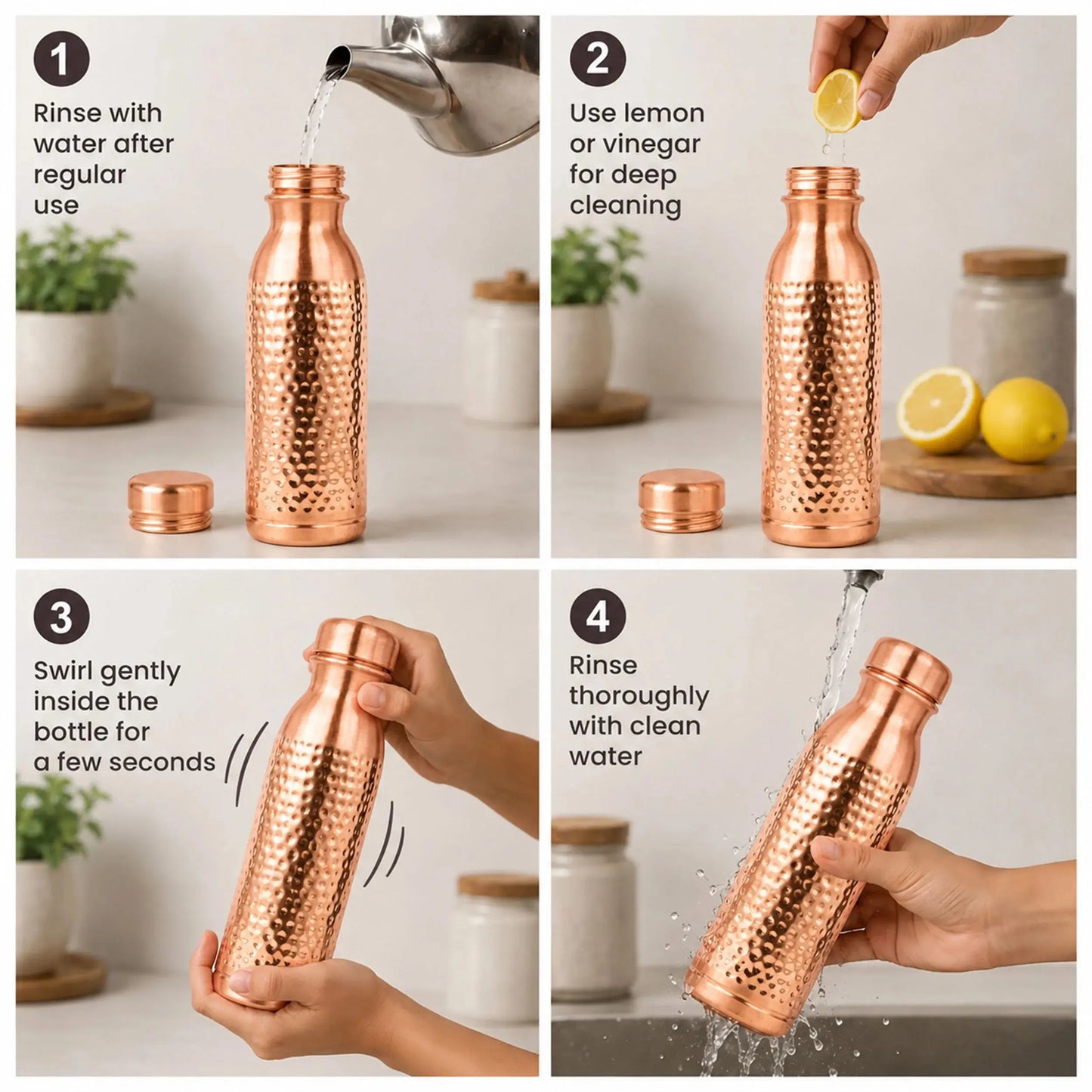 Ayurveda-Inspired Hammered Copper Bottle