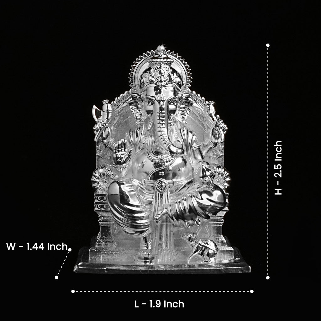 Lalitasana Ganesha Silver Plated Idol Artarium
