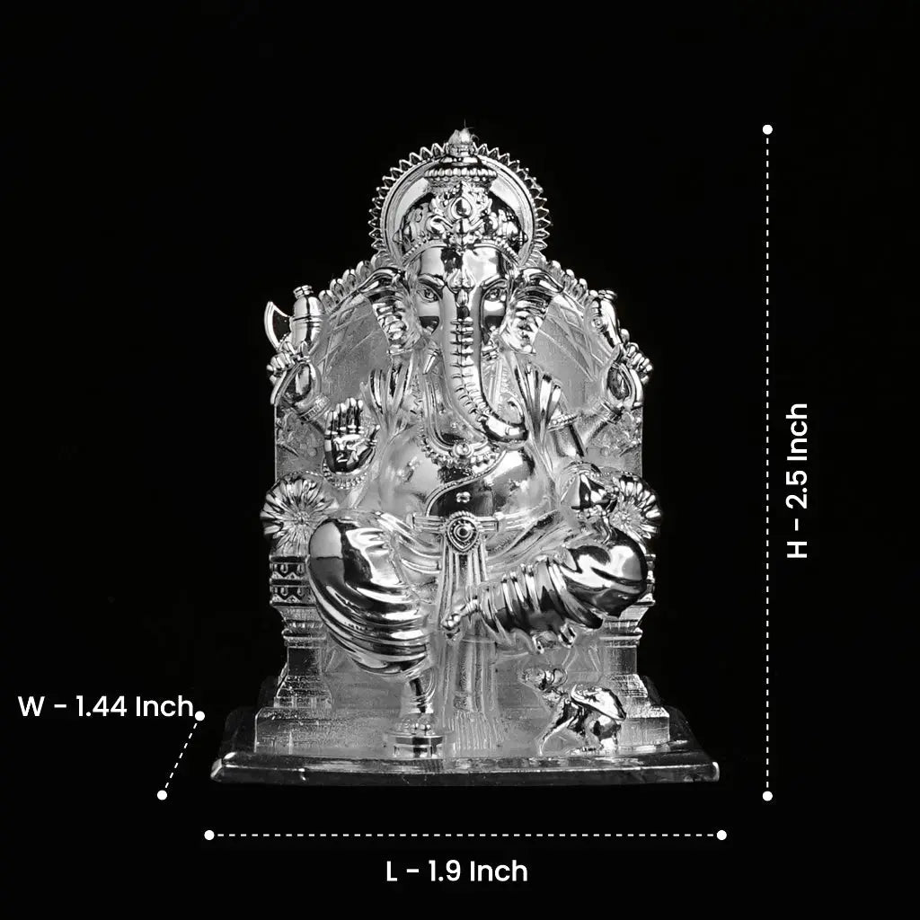 Lalitasana Ganesha Silver Plated Idol