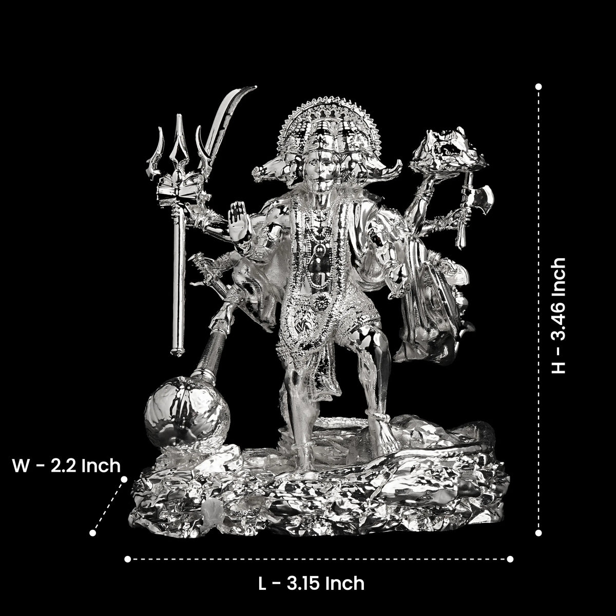Standing Panchmukhi Hanuman Silver Plated