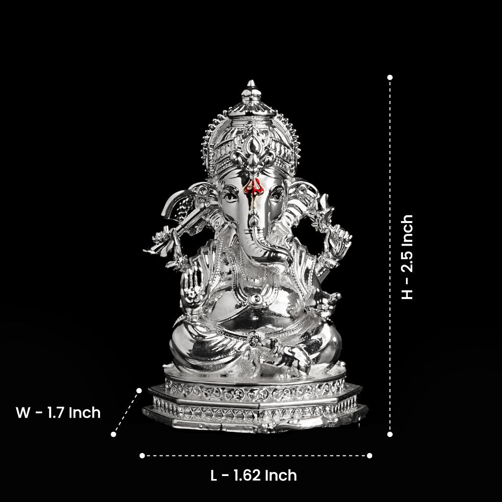 Divine Ganesha Silver Plated Idol Artarium