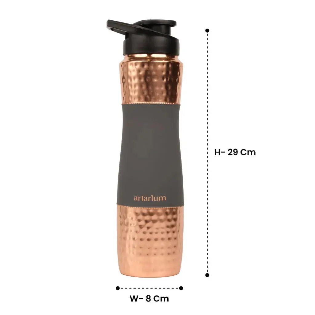 Hammered Copper Sipper Bottle with Cleaning Brush Artarium