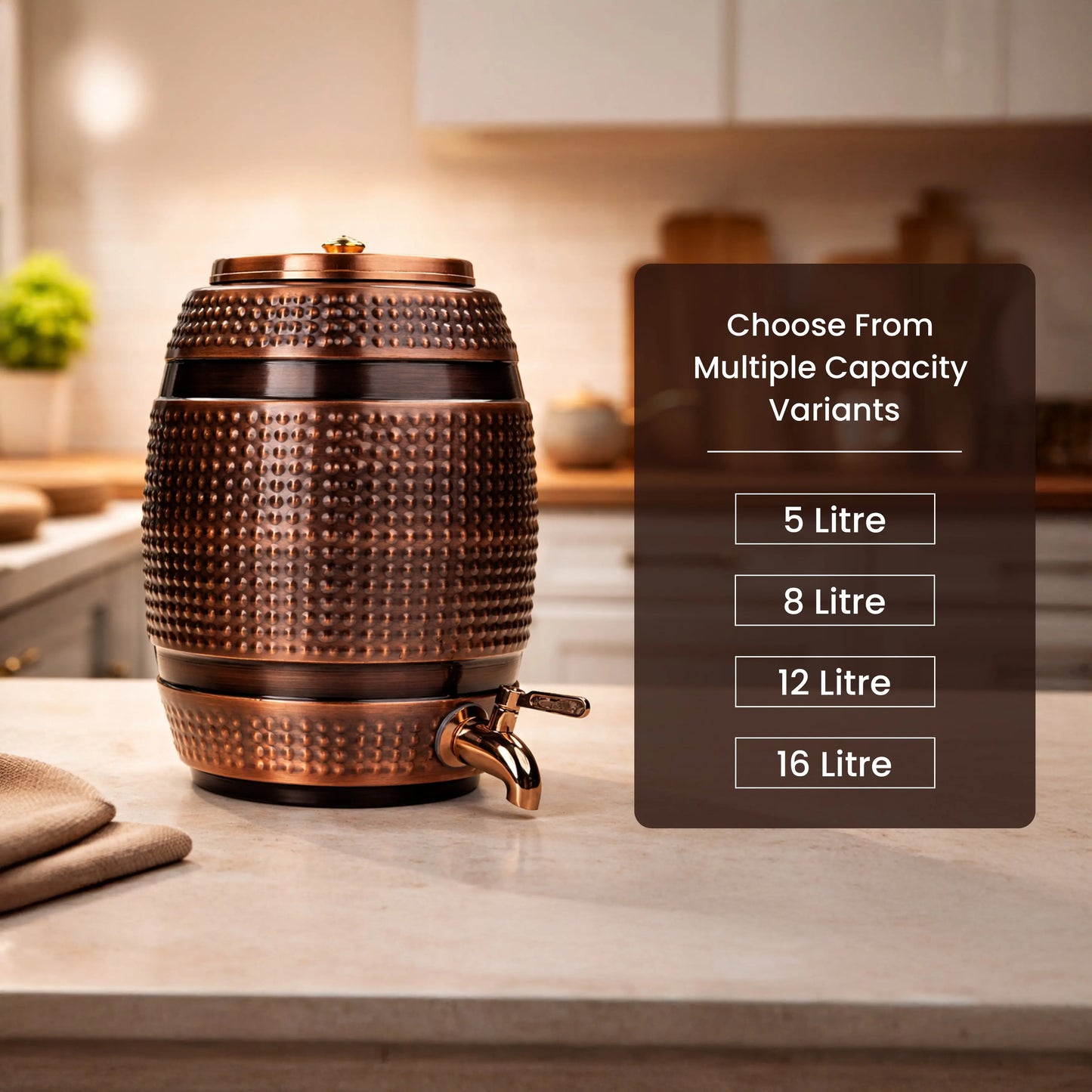 Barrel-Shaped Pure Copper Water Dispenser