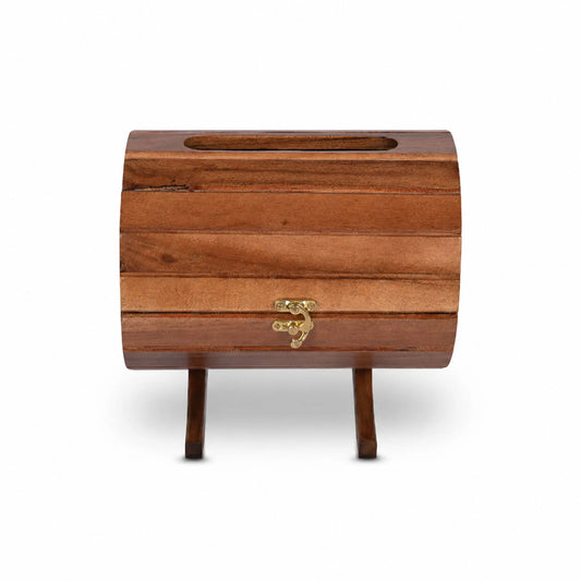 Wooden Wine Barrel Tissue Box