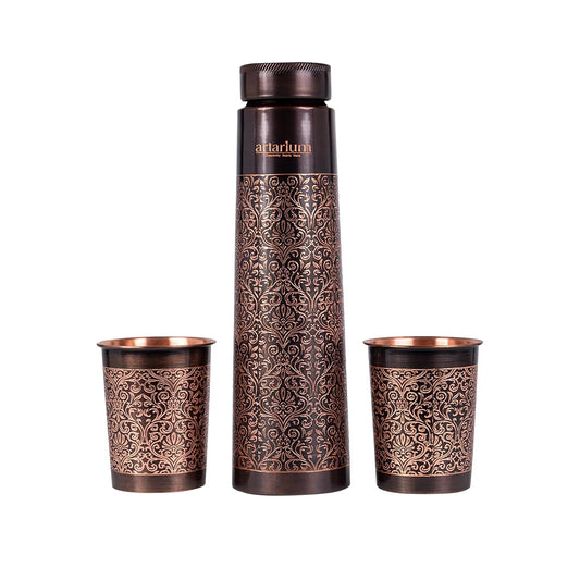 Antique Etching Copper Bottle with Cups