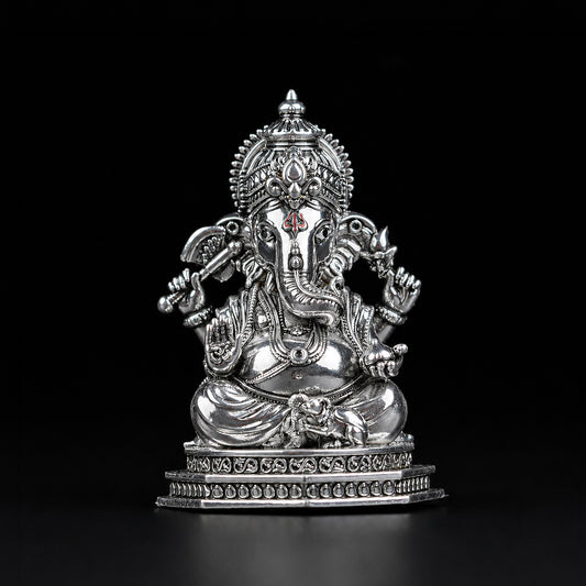 Divine Ganesha Silver Plated Idol