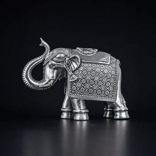 Antique Royal Elephant Pair Silver Platedย