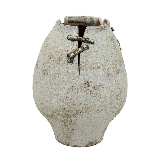 Rock-Stitch Ceramic Urn Vase