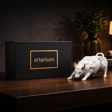 Abstract Art Charging Bull Figurine with Gift Box theartarium