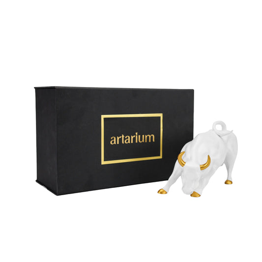 Abstract Art Charging Bull Figurine with Gift Box
