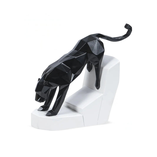 Modern Geometric Leaping Jaguar Figurine