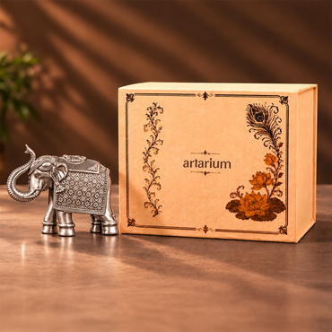 Antique Royal Elephant Silver-Plated Statue with premium packaging