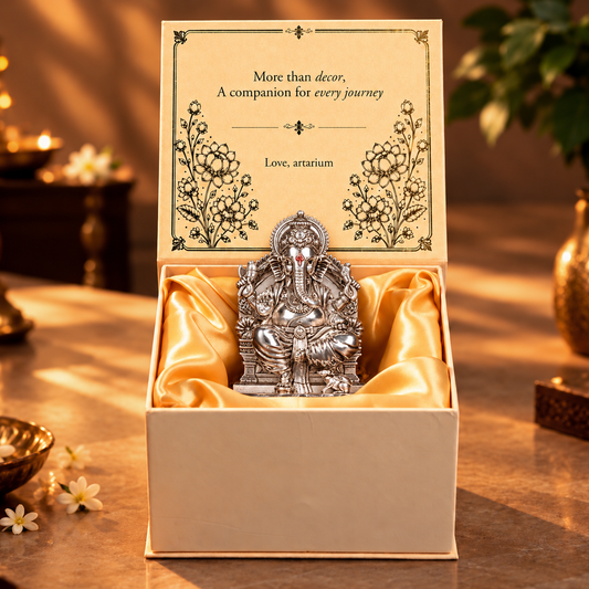 Lalitasana Ganesha Silver-Plated Idol with premium packaging