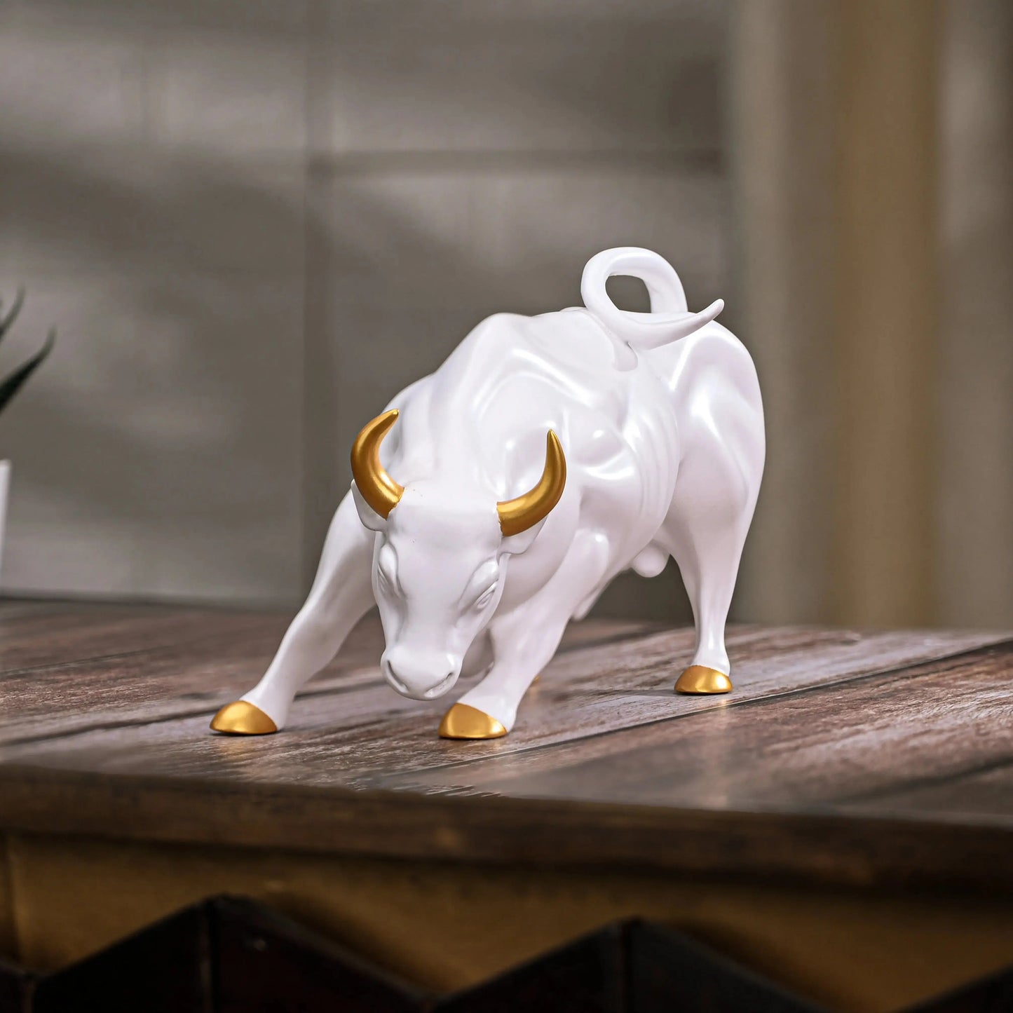Abstract Art Charging Bull Figurine