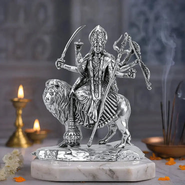 Brass Durga Idol Silver Plated Artarium