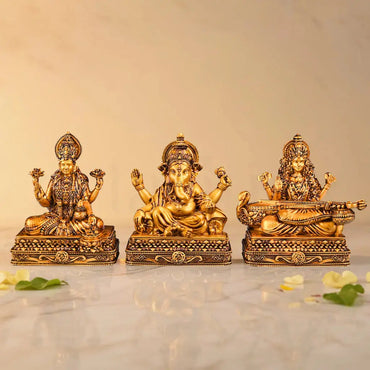 Shree Lakshmi Saraswati Ganesha Murti (Chowki)