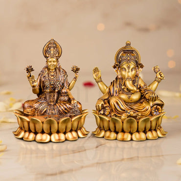 Dhanalaxmi Murti (Lotus) & Ganpati Bappa Set