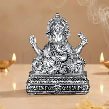 Brass Vinayaka Statue Silver Plated Artarium