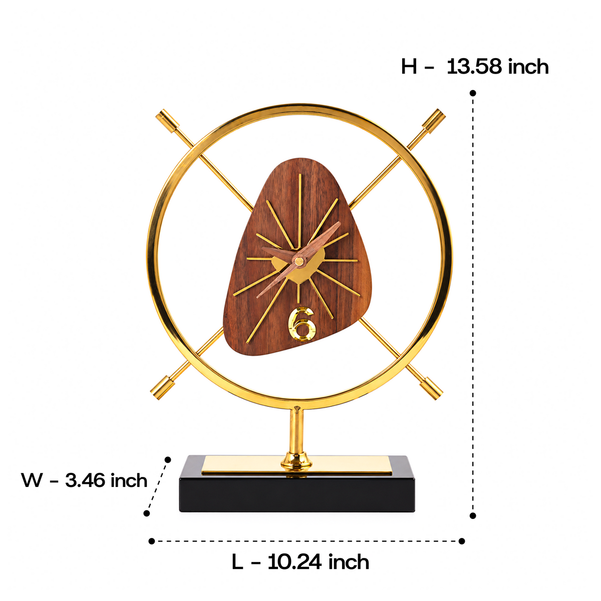 Walnut Wood Crystal Table Clock