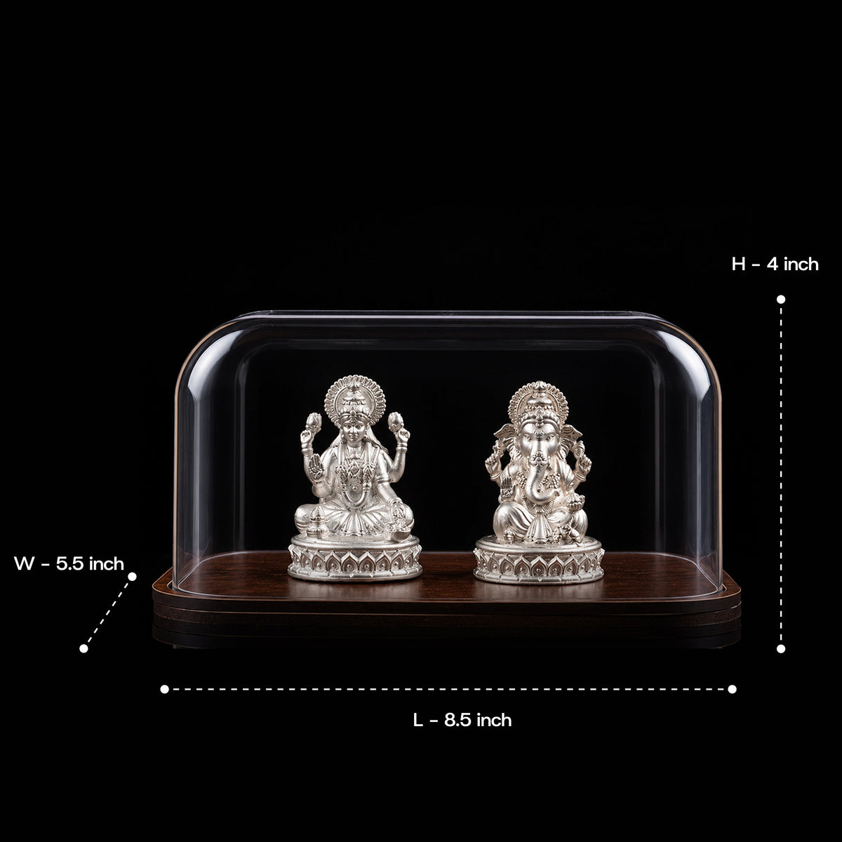 Laxmi Ganesh Pure Silver Idol (Hollow) with Acrylic Box
