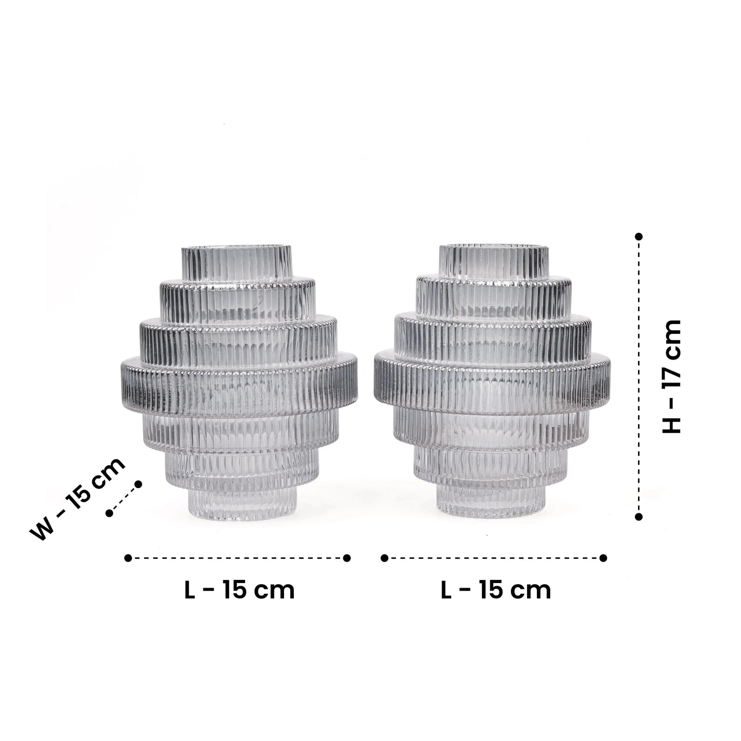 Halos of Grey - Glass Art Deco Vase Set of 2