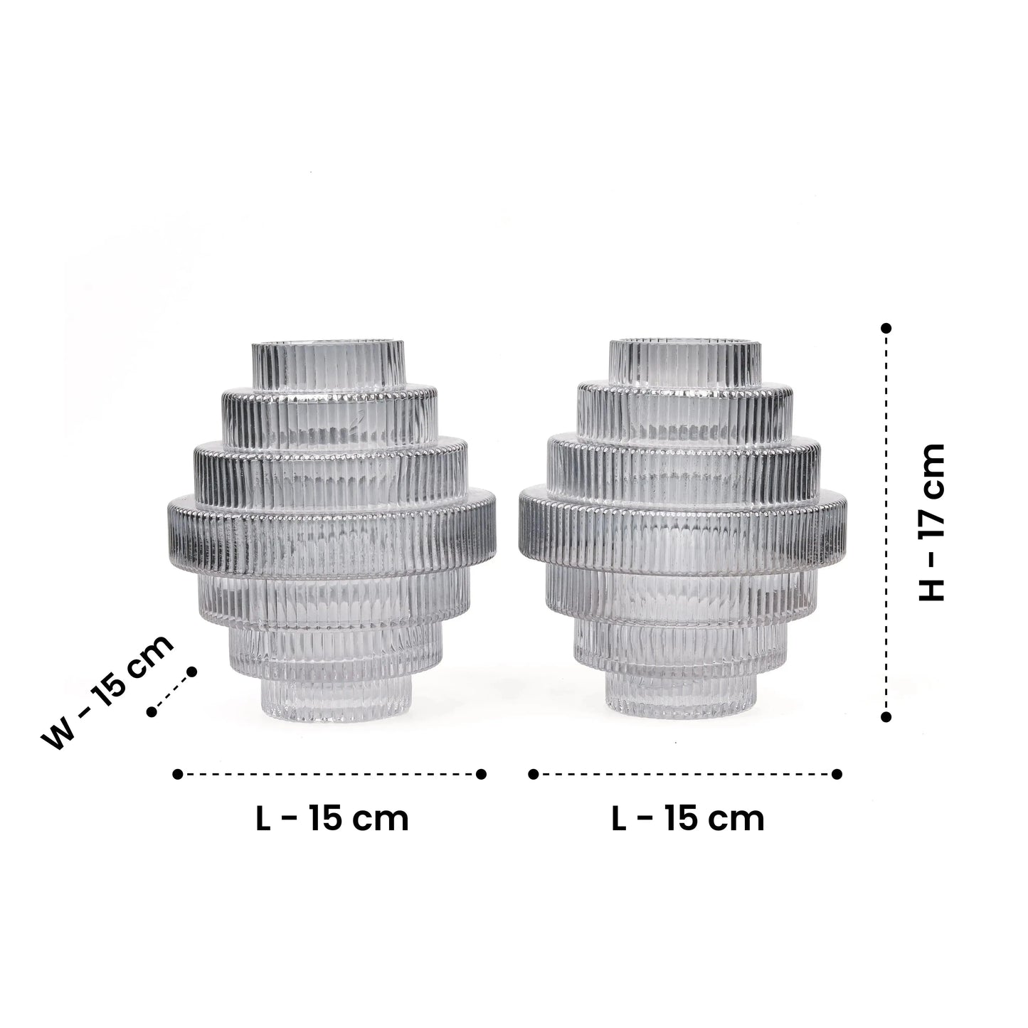 Halos of Grey - Glass Art Deco Vase Set of 2