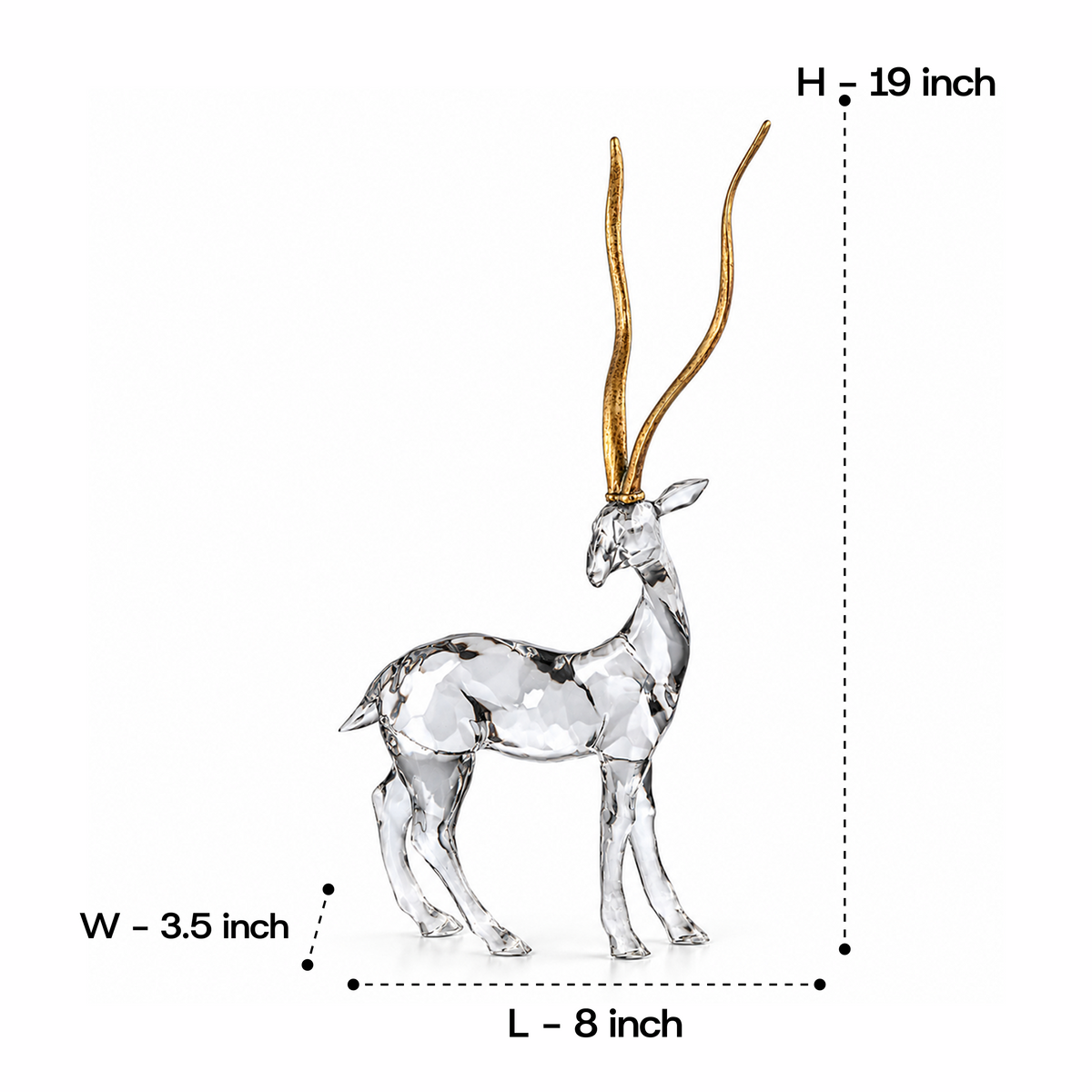 Standing African Gazelle with Golden Antlers