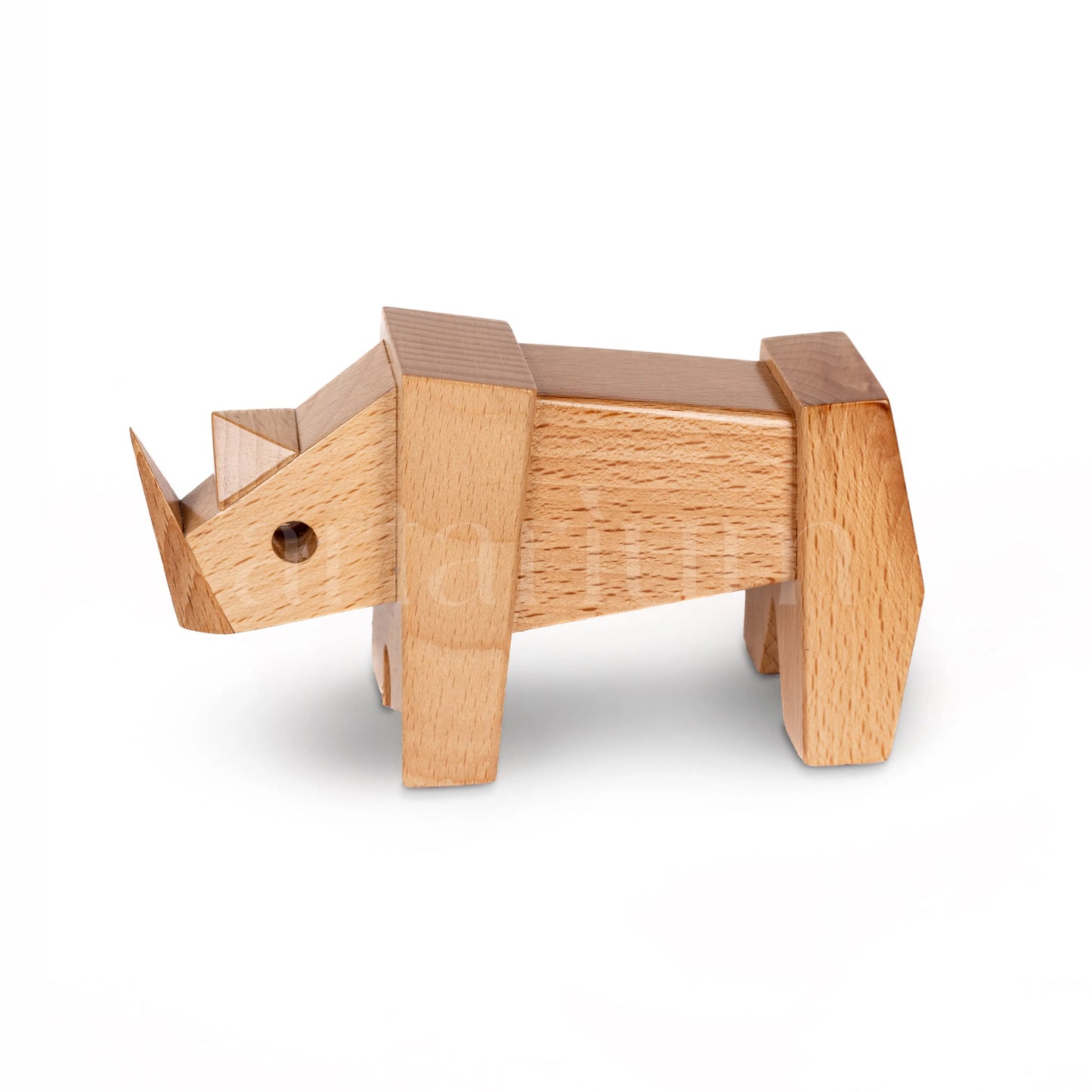 Wooden Rhino Figurine The Artarium