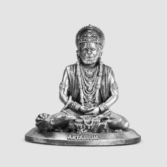 Meditating Hanumanji 999 Silver