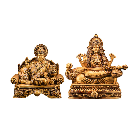 Lord Kuber Statue & Vidya Saraswati Set