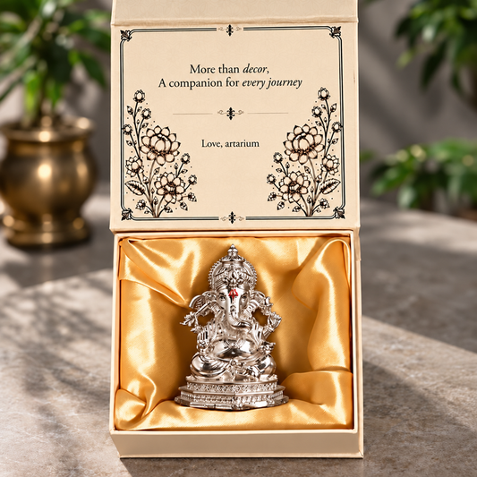Divine Ganesha silver-plated idol with premium packaging