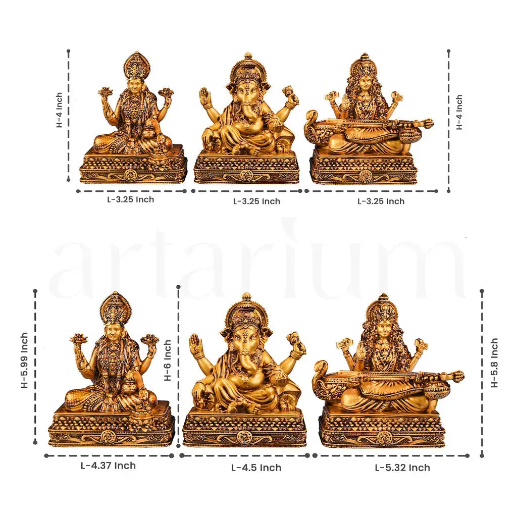 Shree Lakshmi Saraswati Ganesha Murti (Chowki)