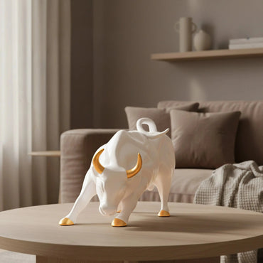Abstract Art Charging Bull Figurine