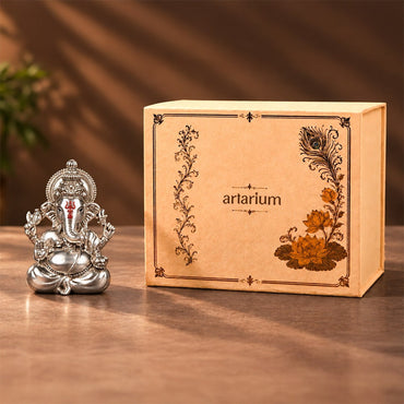 Vighnaharta Ganesha Silver-Plated Idol with premium packaging