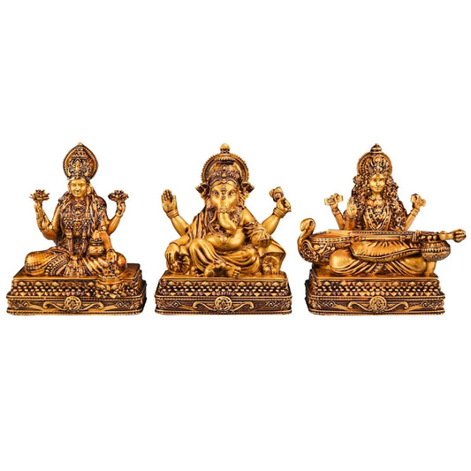 Shree Lakshmi Saraswati Ganesha Murti (Chowki)