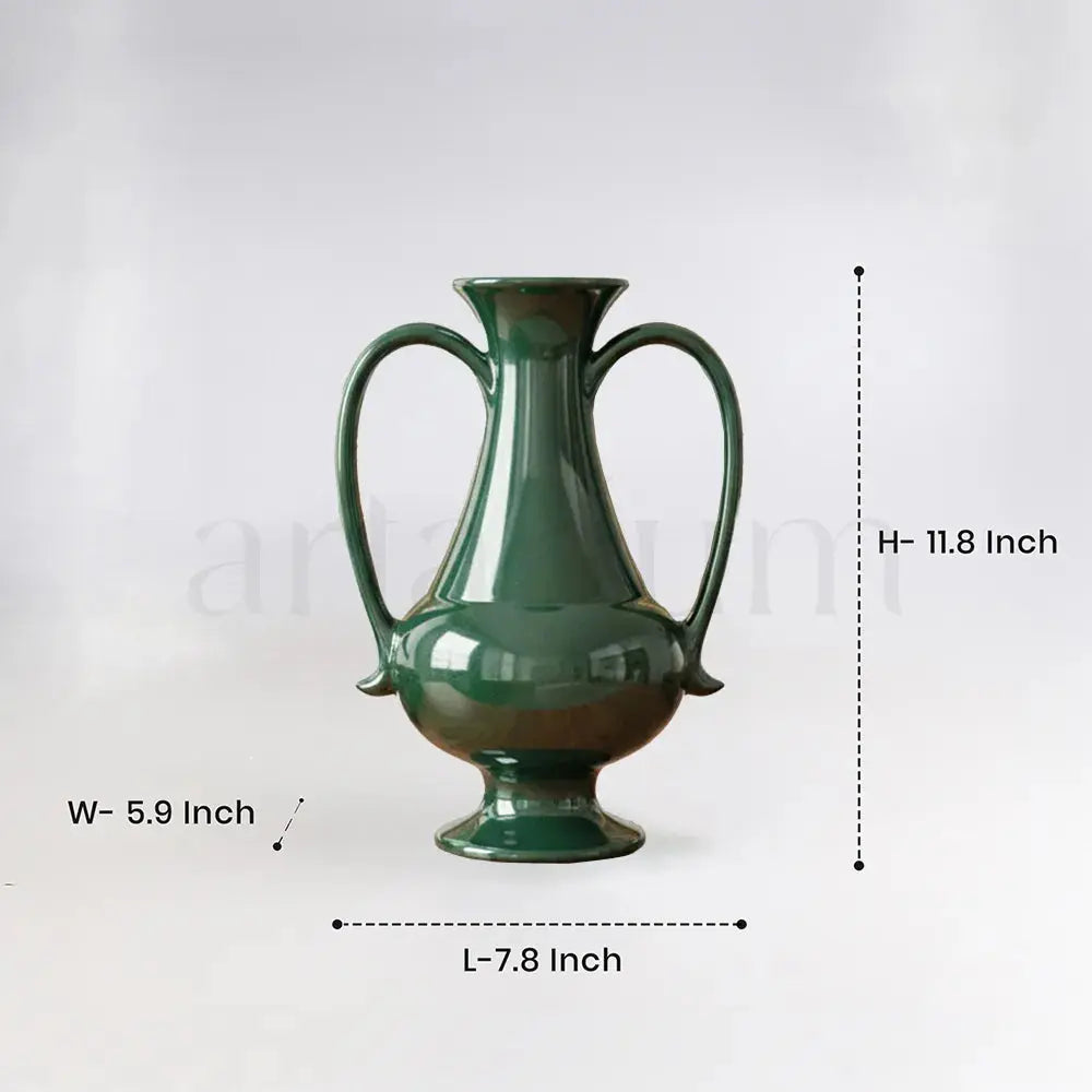 A Gleam in Green - Ceramic Amphora Vase