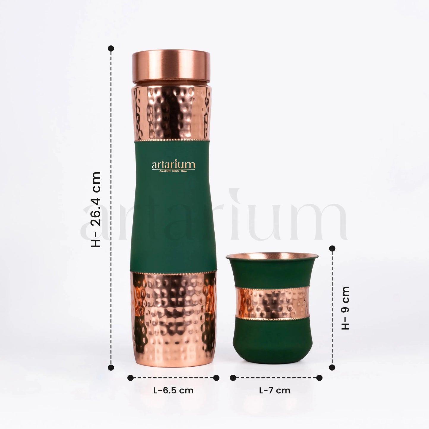 Hammered Copper Bottle in Cups Artarium