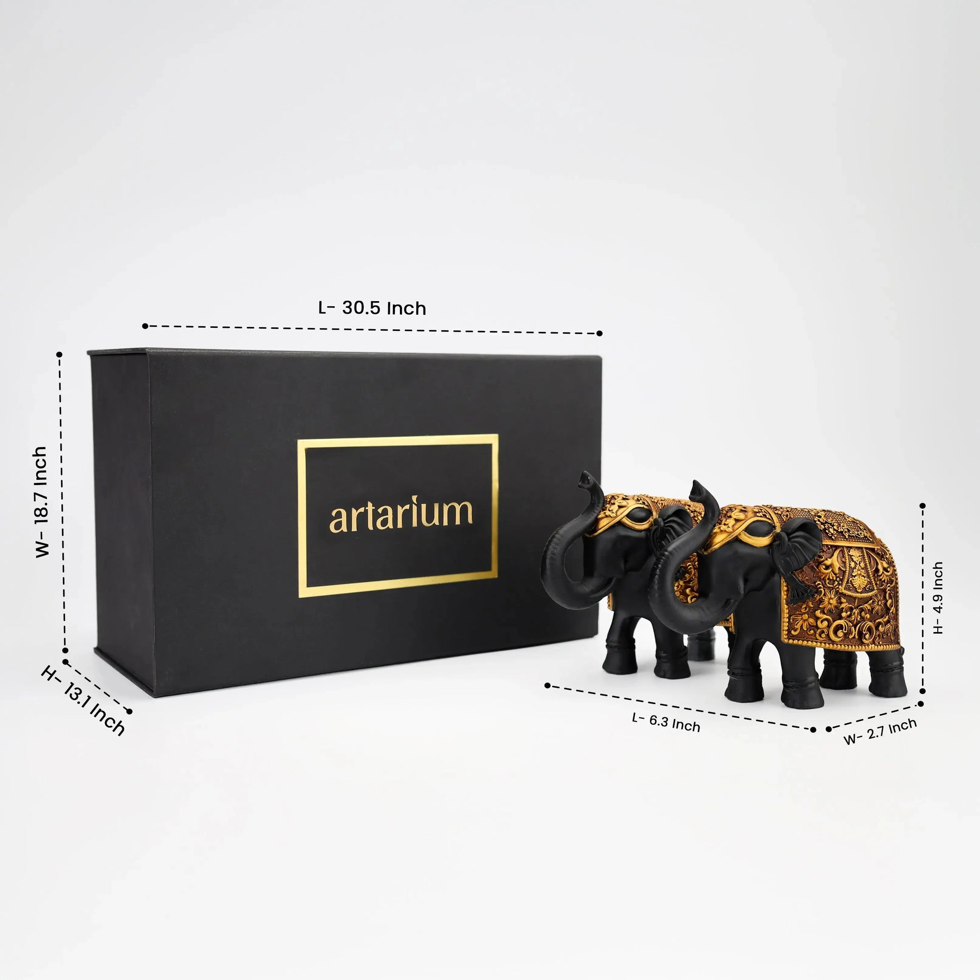 Royal Elephant Statue Set of 2 with Gift Box theartarium
